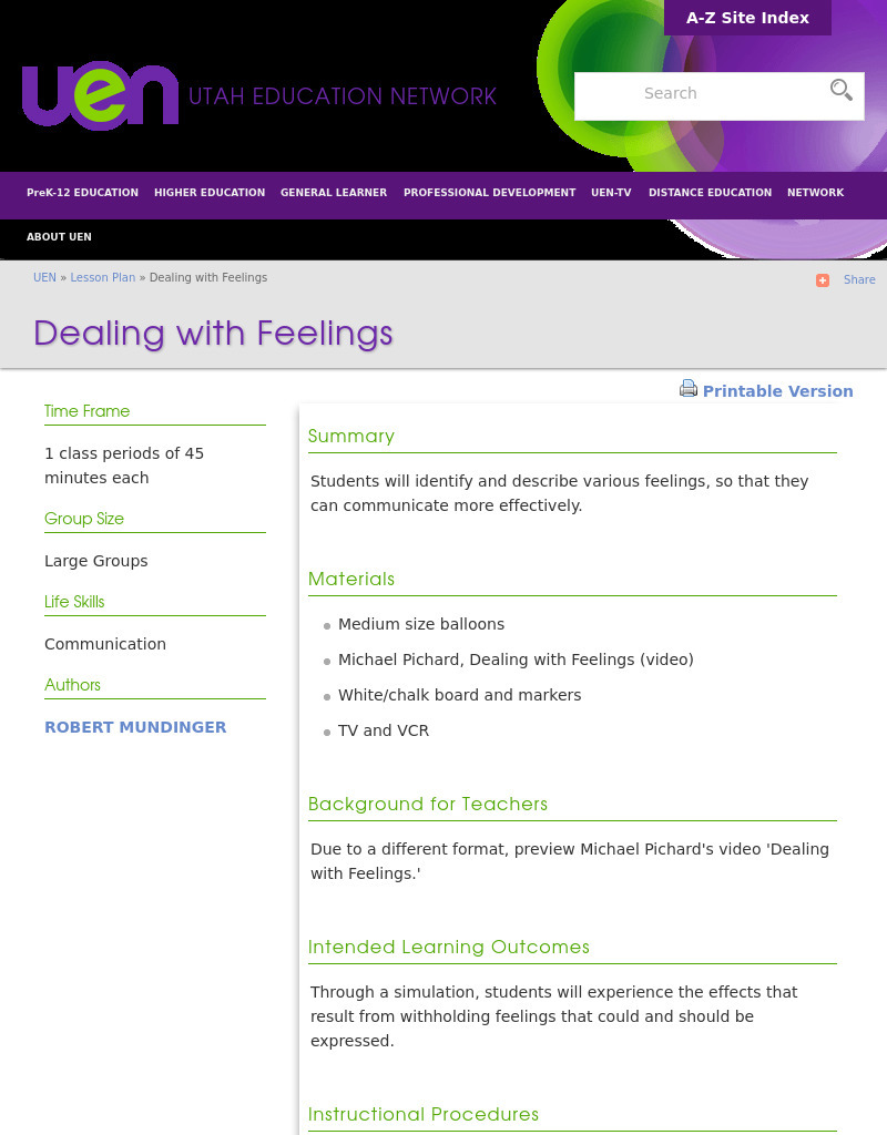Dealing with Feelings Lesson Plan