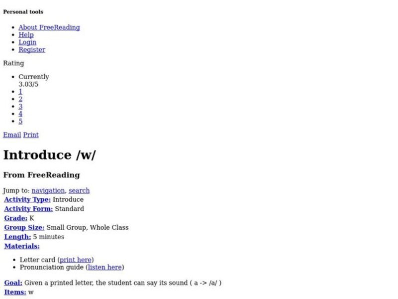 Introduce /w/ Lesson Plan