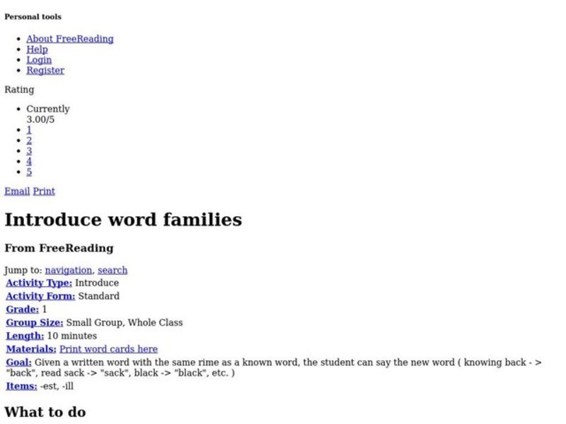 Introduce word families Lesson Plan