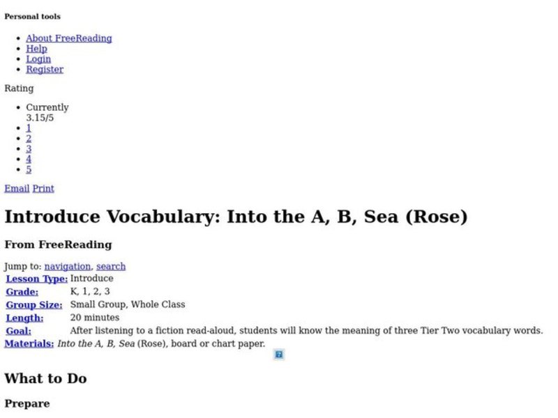 Introduce Vocabulary: Into the A, B, Sea  Lesson Plan