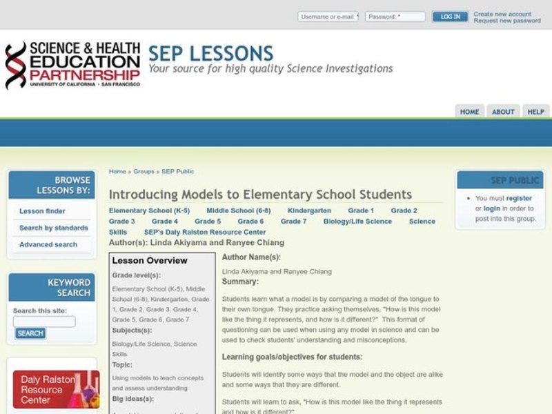 Introducing Models to Elementary School Students Lesson Plan