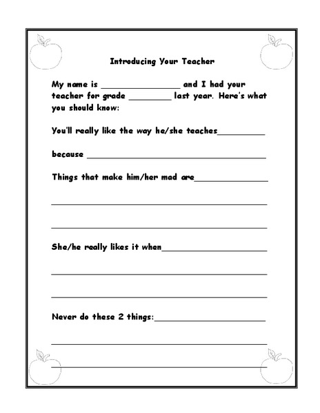Introducing your teacher Worksheet