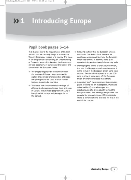 Introducing Europe Worksheet