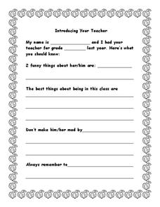Introducing Your Teacher Worksheet