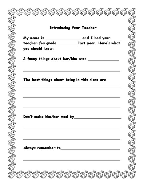 Introducing Your Teacher Worksheet