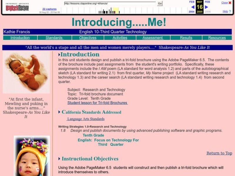 Introducing...Me Lesson Plan