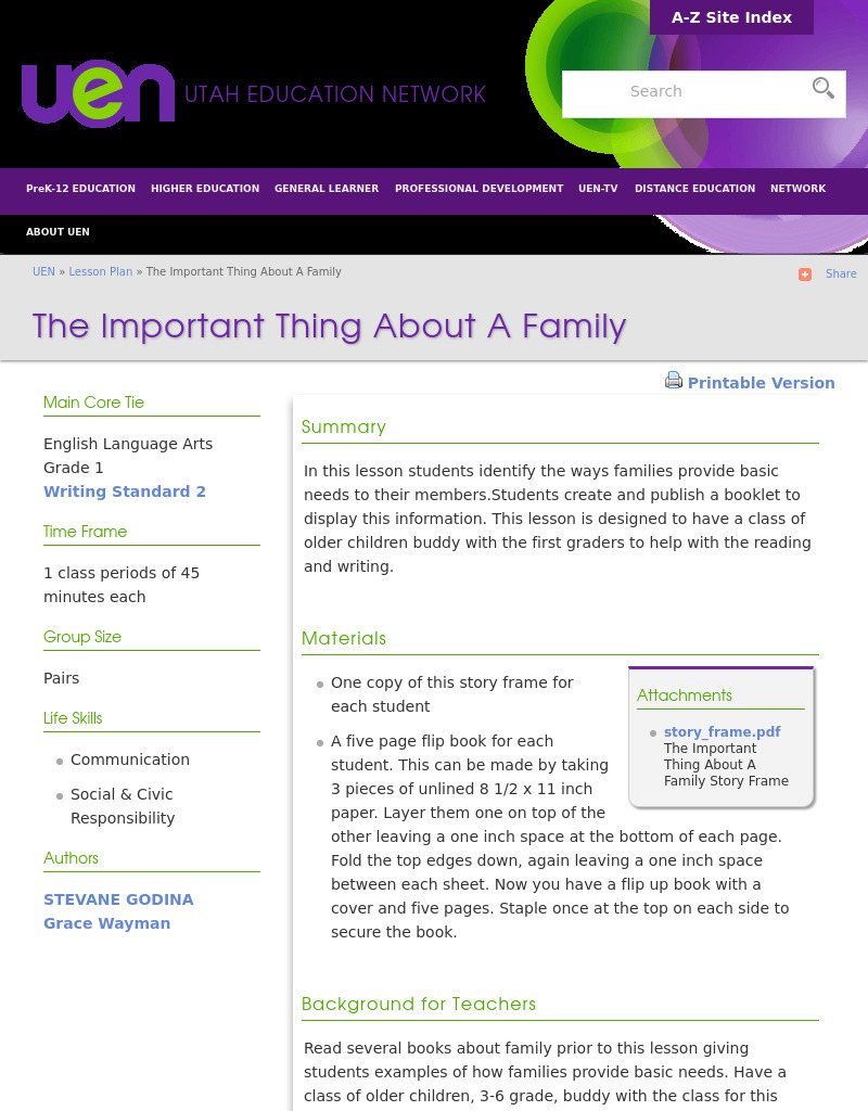 The Important Thing About A Family Lesson Plan