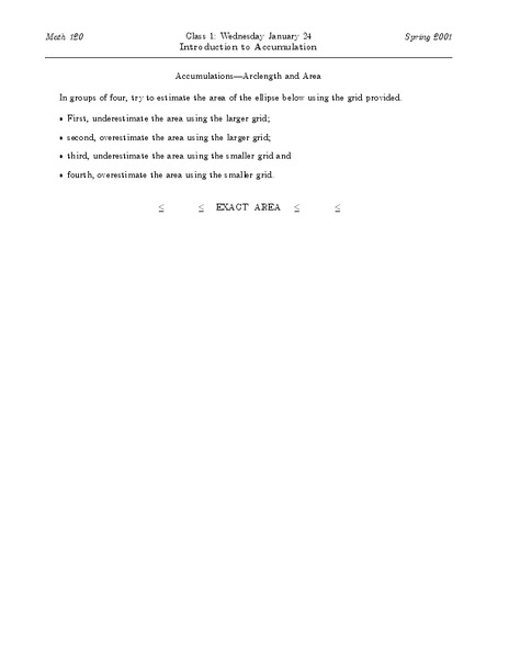 Introduction to Accumulation Worksheet