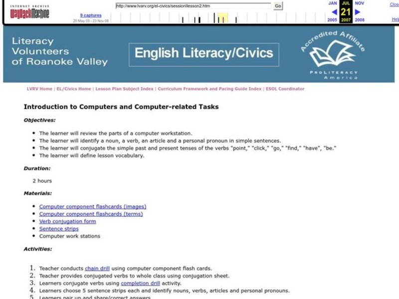 Introduction to Computers and Computer-Related Tasks Lesson Plan