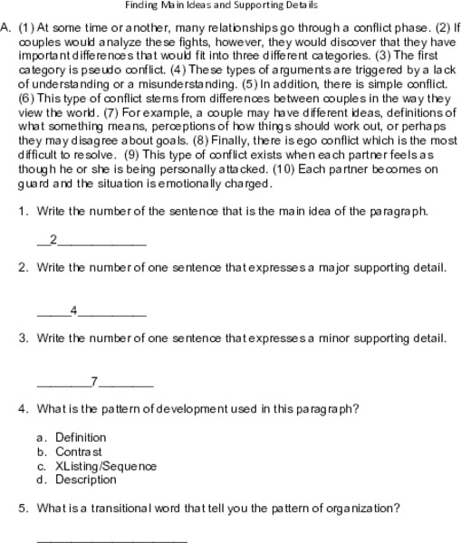 Finding Main Ideas and Supporting Details--Take-home  Quiz 2 Fill-in-the-blank