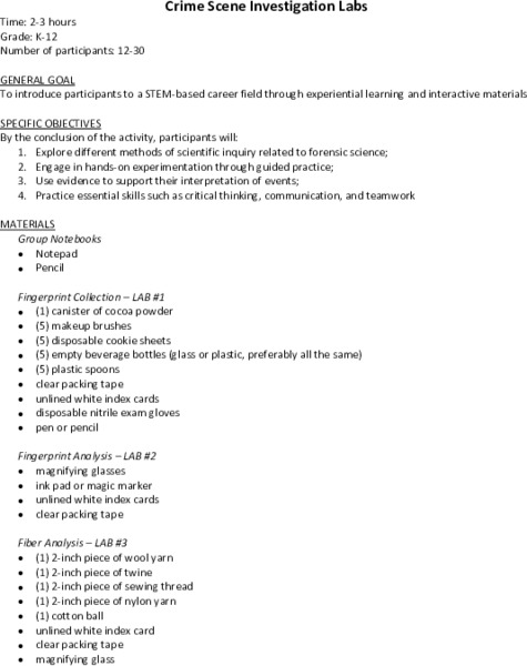 CSI Crime Lab: Classroom Edition Activity