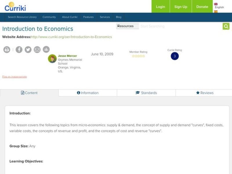 Introduction to Economics Lesson Plan