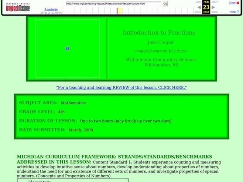 Introduction to Fractions Lesson Plan