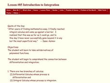 Introduction to Integration Lesson Plan