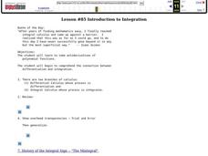 Introduction To Integration Lesson Plan