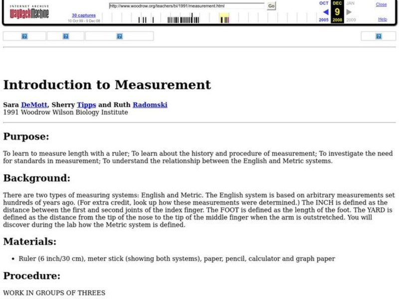 Introduction to Measurement Lesson Plan