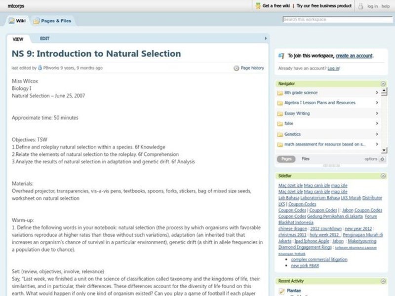 Introduction To Natural Selection Lesson Plan