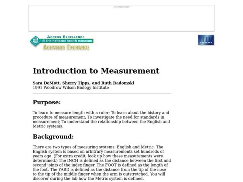Introduction to Measurement Lesson Plan