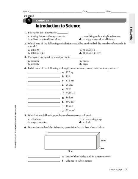 Introduction to Science Worksheet