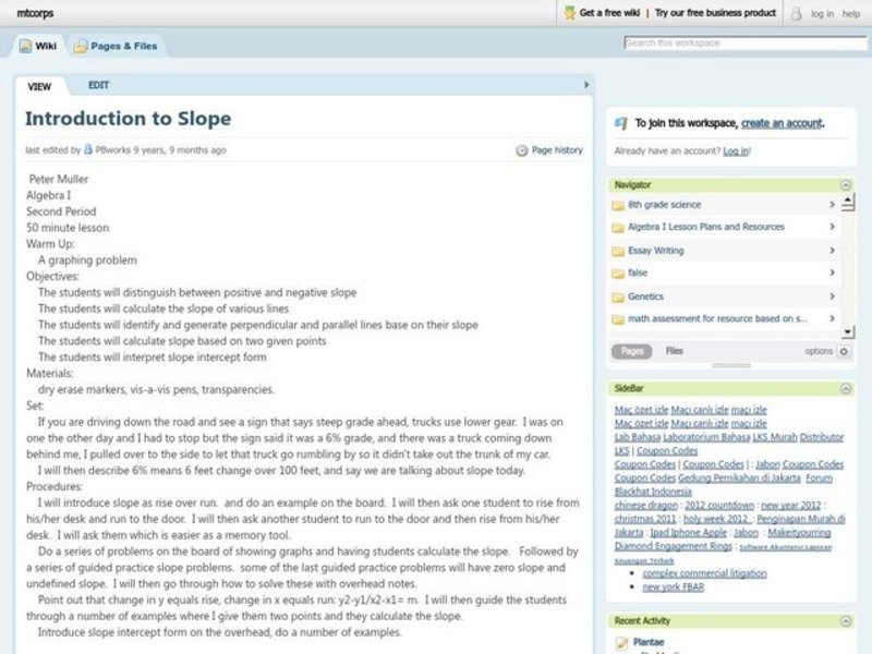 Introduction to Slope Lesson Plan