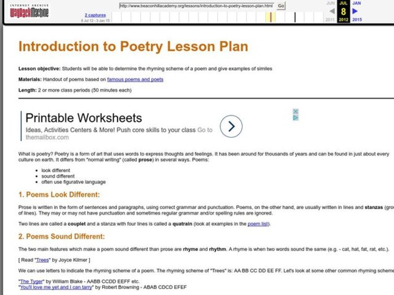 Introduction to Poetry Lesson Plan