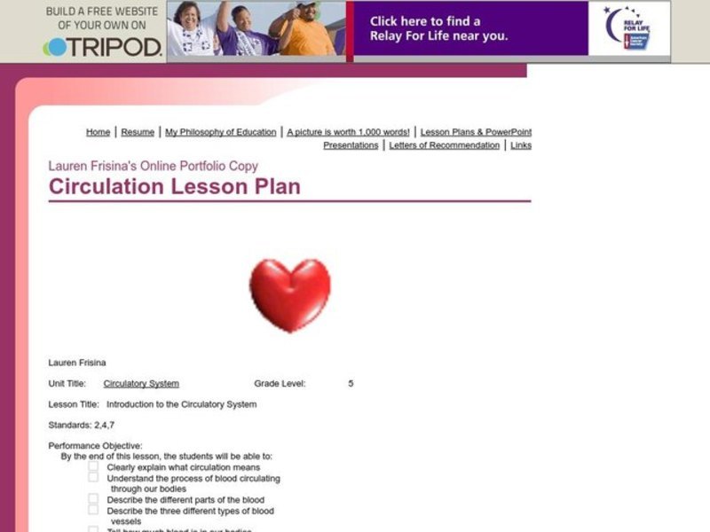 Introduction to the Circulatory System Lesson Plan