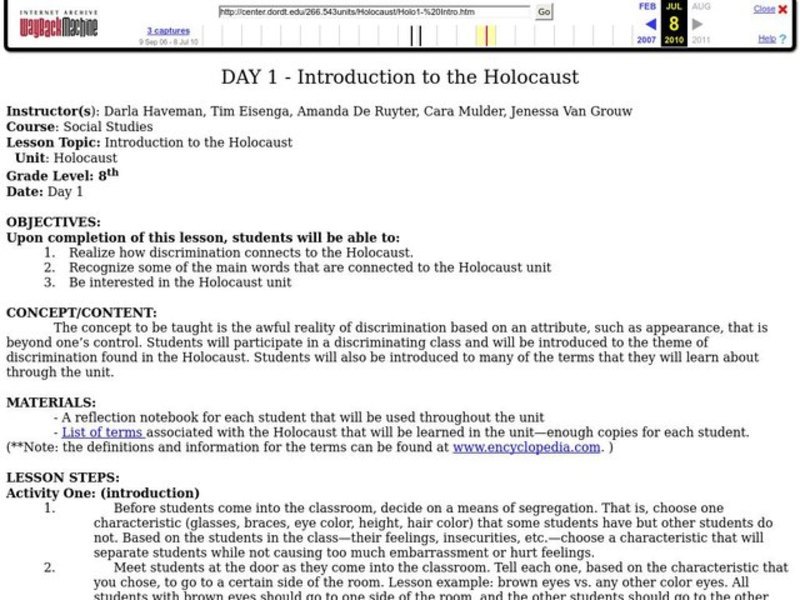 Introduction to the Holocaust Lesson Plan