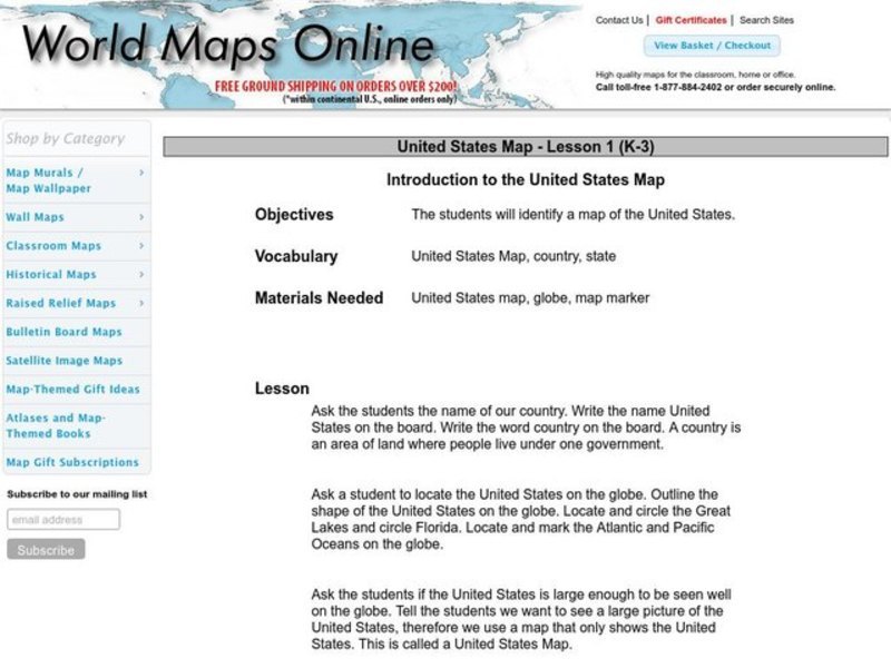 Introduction to the United States Map Lesson Plan