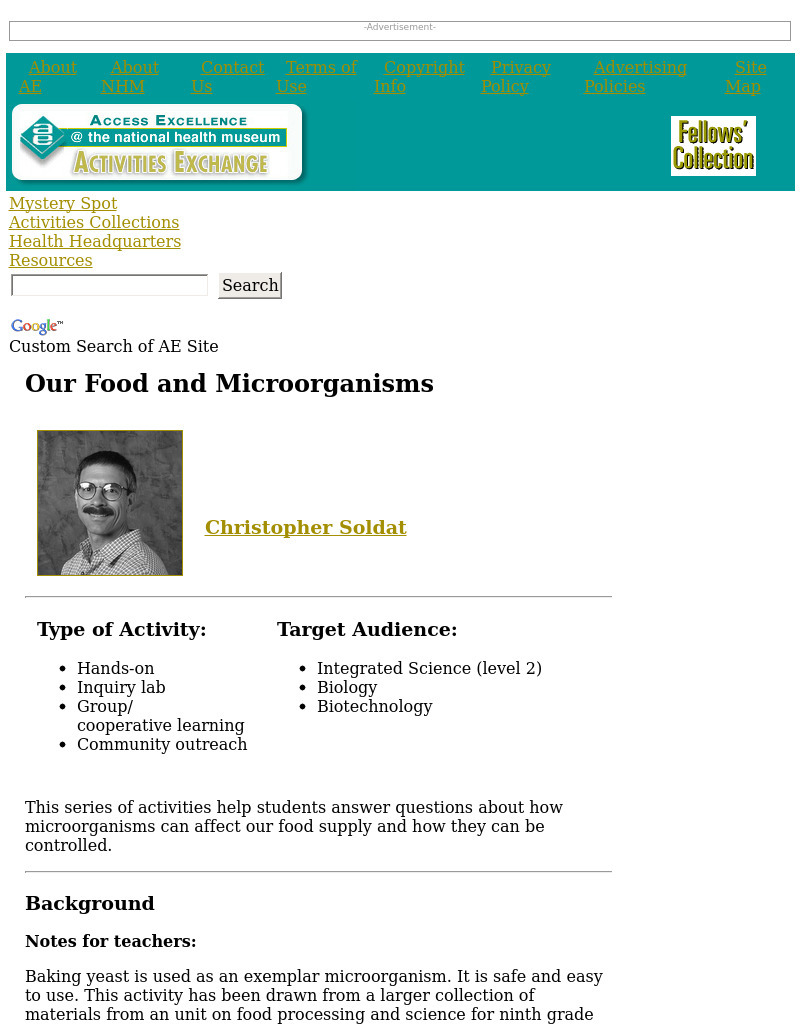 Our Food and Microorganisms Lesson Plan