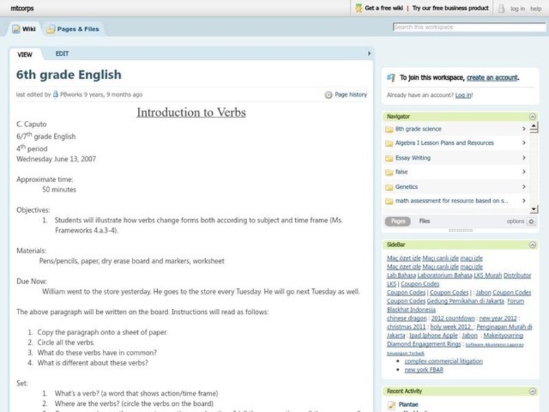 Introduction to Verbs Lesson Plan