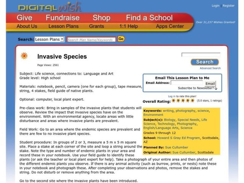 Invasive Species Lesson Plan