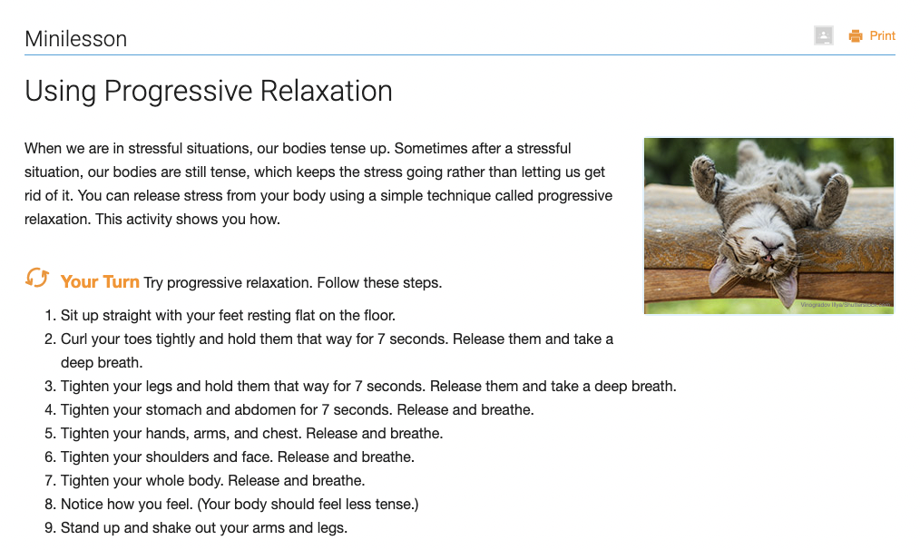 Using Progressive Relaxation Activity