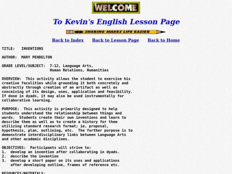 Inventions Lesson Plan