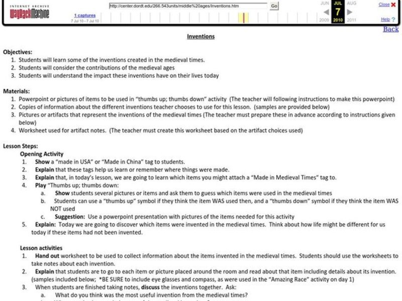 Inventions Lesson Plan
