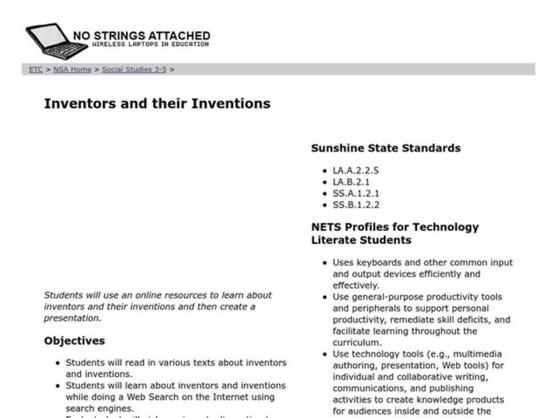Inventors and their Inventions Lesson Plan