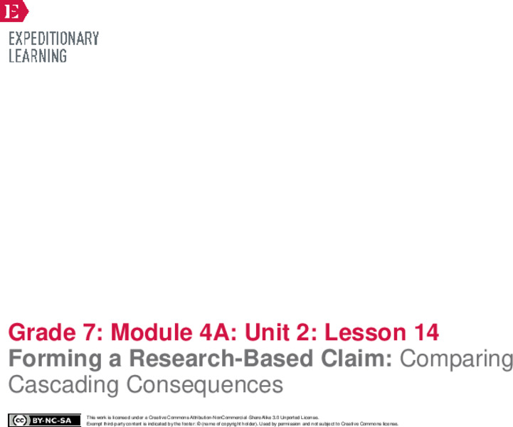 Forming a Research-Based Claim: Comparing Cascading Consequences Lesson Plan