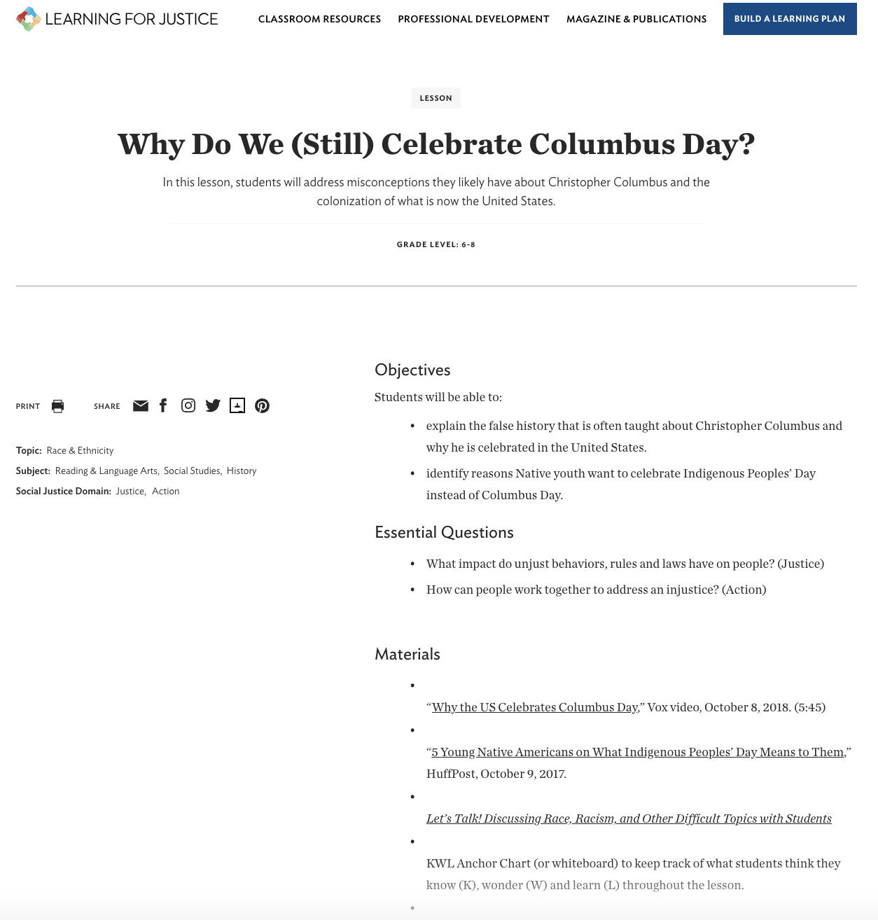 Why Do We (Still) Celebrate Columbus Day? Lesson Plan
