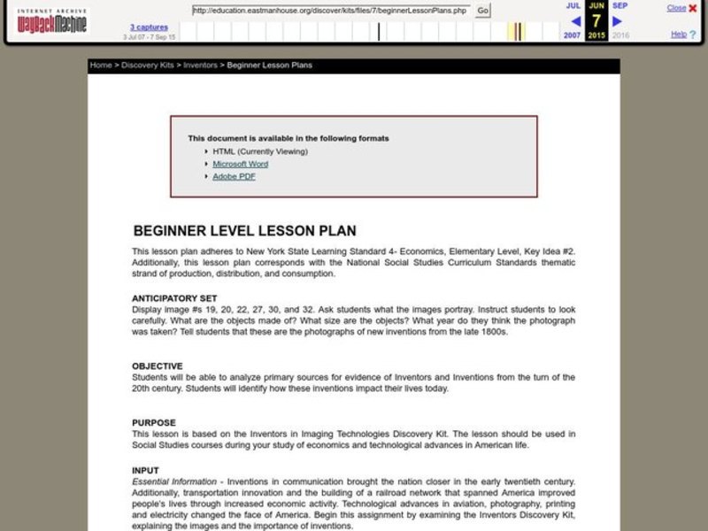 Inventors Lesson Plan