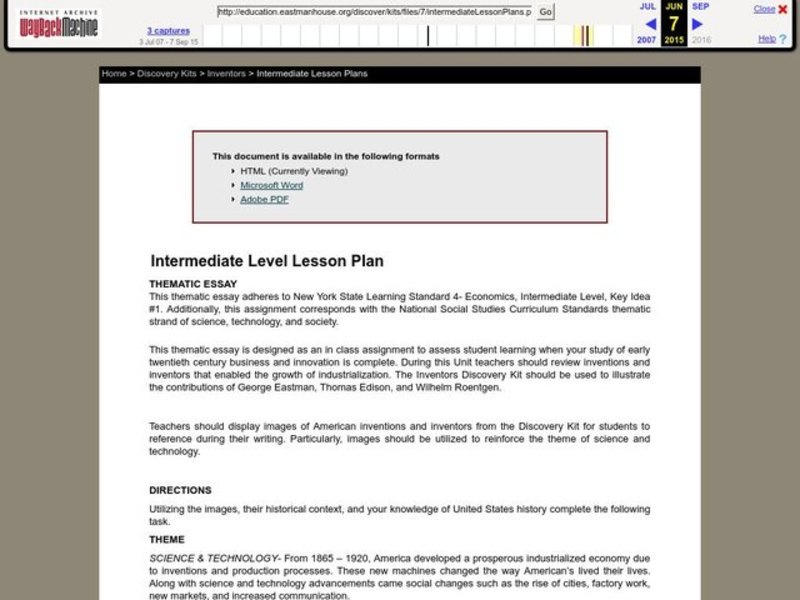 Inventors Lesson Plan