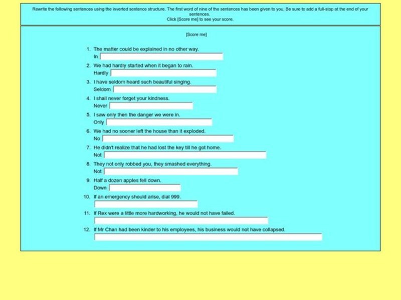 Inverted Sentences Interactive
