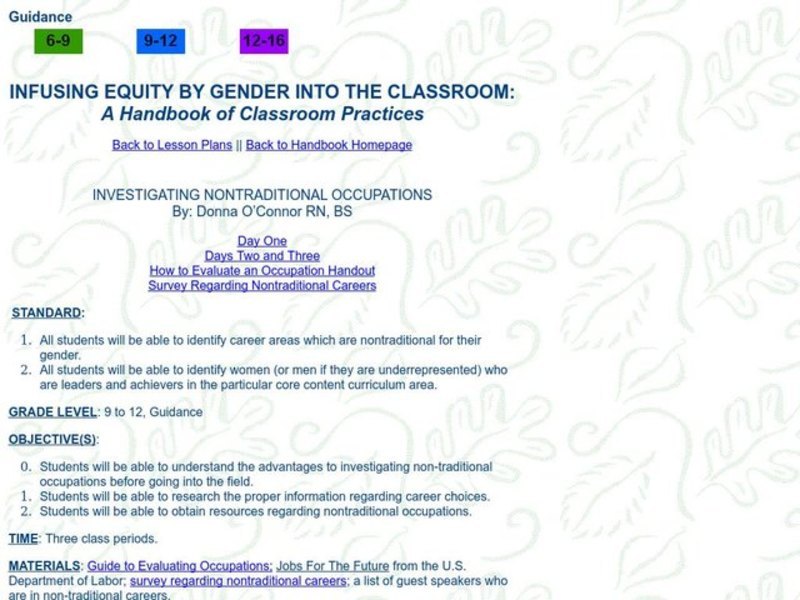 Investigating Nontraditional Occupations Lesson Plan