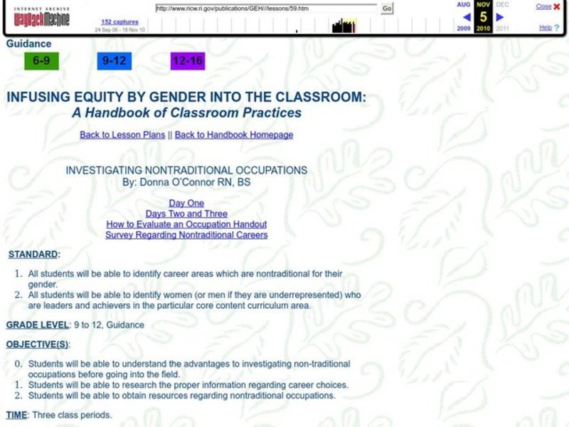 INVESTIGATING NONTRADITIONAL OCCUPATIONS Lesson Plan