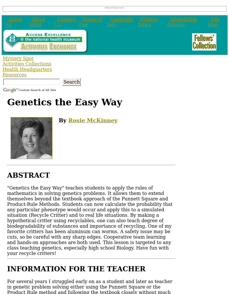 Genetics the Easy Way Lesson Plan