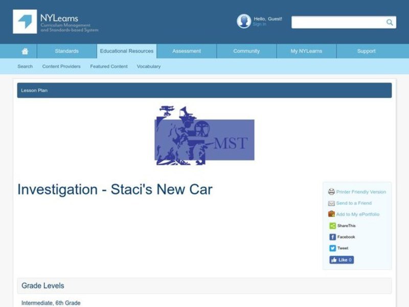 Investigation - Staci's New Car Lesson Plan