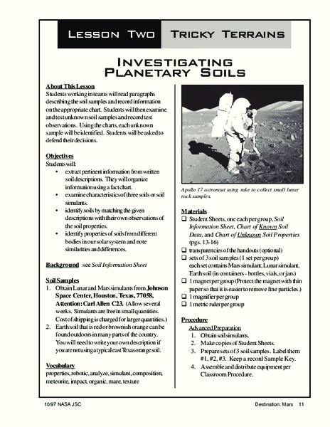 Investigating Planetary Soils Lesson Plan