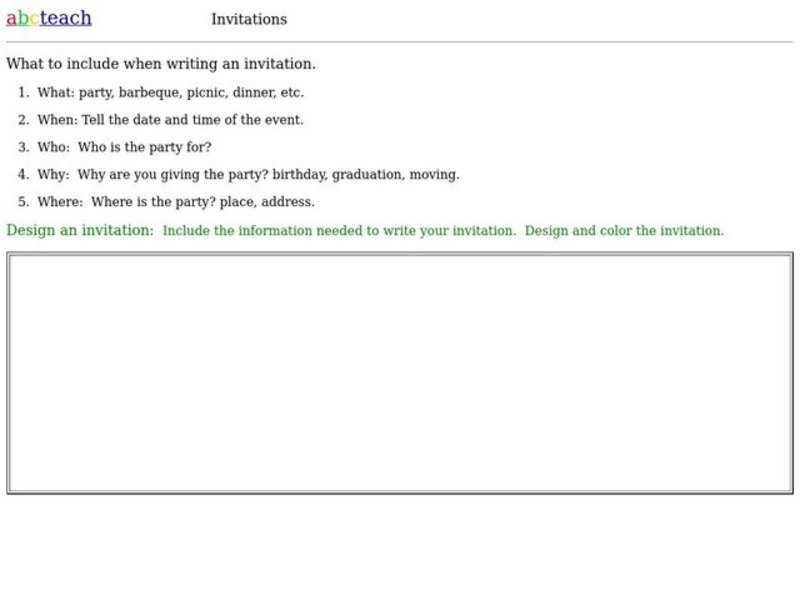 Invitations Worksheet