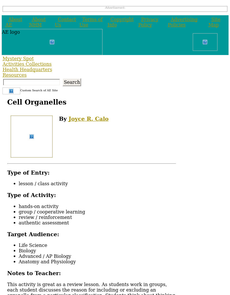 Cell Organelles Lesson Plan
