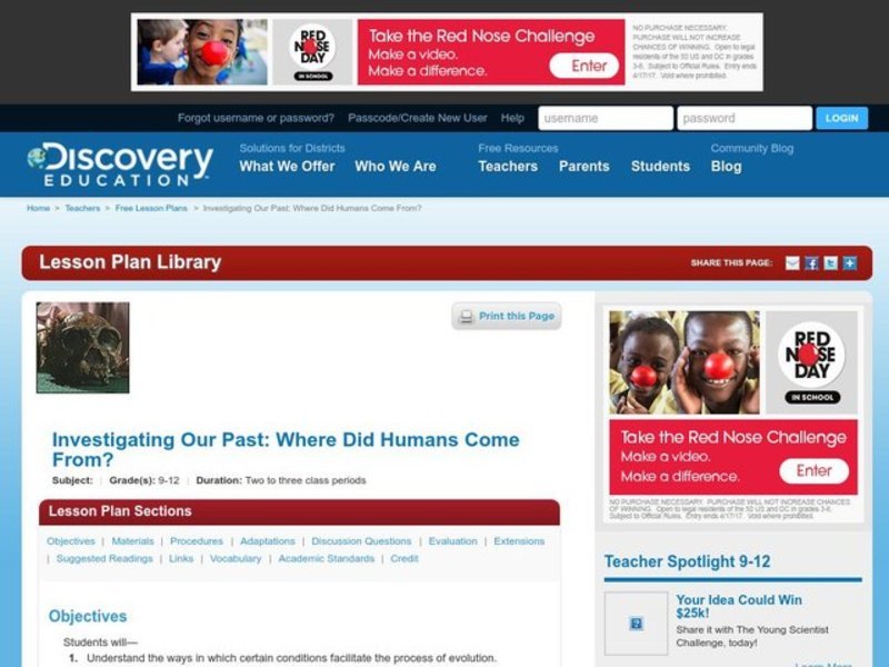 Investigating Our Past: Where Did Humans Come From? Lesson Plan