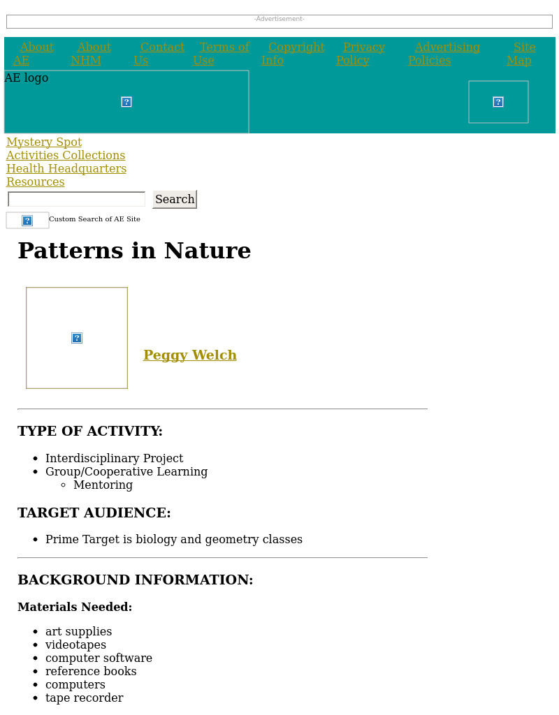 Patterns in Nature Lesson Plan