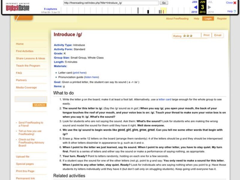Introduce /g/ Lesson Plan